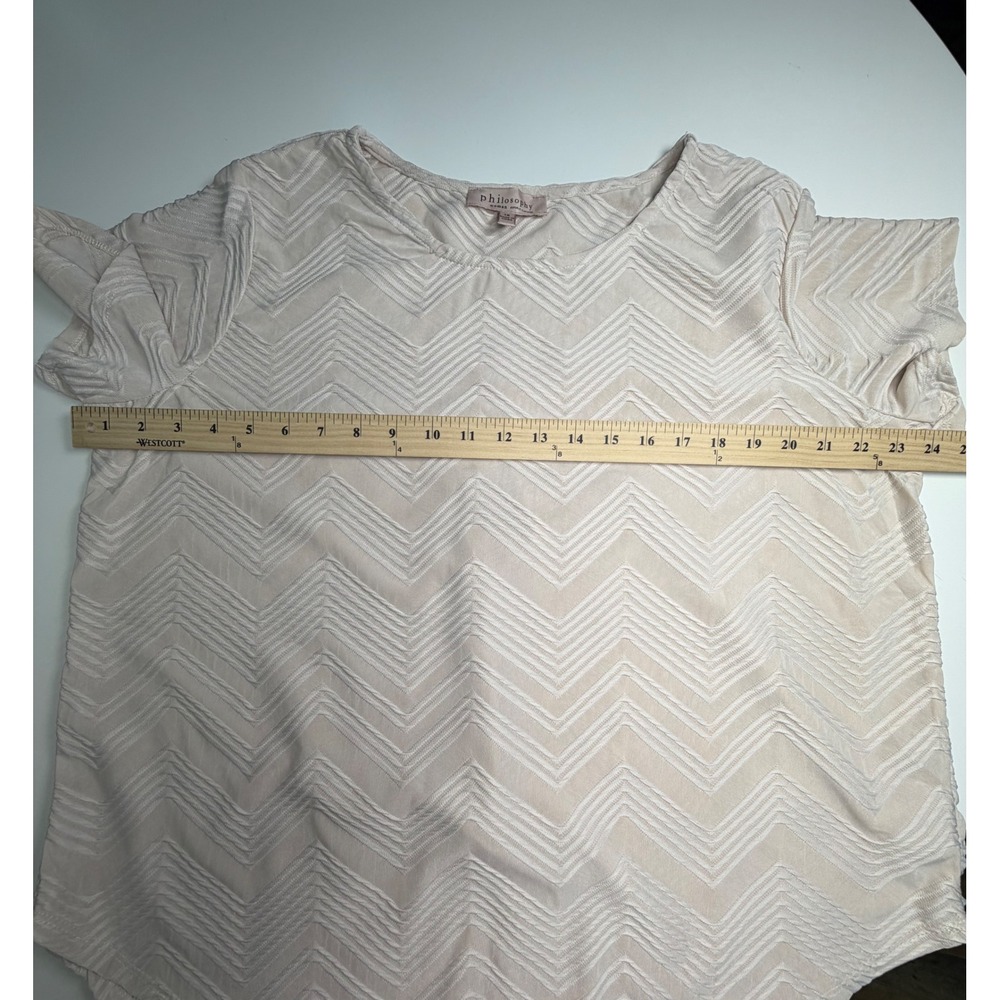 Philosophy Republic Clothing Womens 1X Cream Chevron Textured Blouse Top - Picture 6 of 9